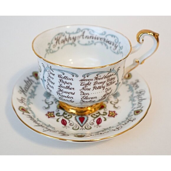 Vintage Paragon Teacup and Saucer Happy Anniversary Gift - Picture 2 of 7